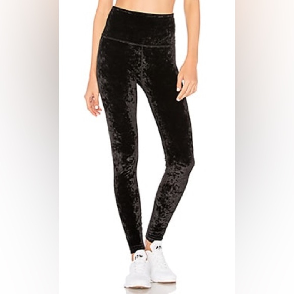 Black crushed velvet leggings